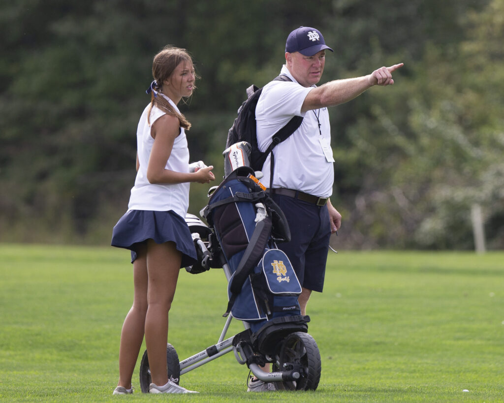 Quincy Notre Dame’s Blair Eftink competes in the during the Class 1A IHSA Girls State Golf Finals.