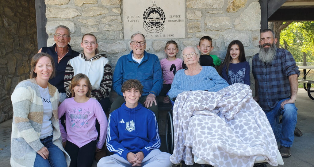 Charles and Darlene Crim are pictured with their son, Don, two of their three grandchildren, Nathan Crim and Jessica Dedert, and six of their eight great-grandchildren. | Photo courtesy of Don Crim